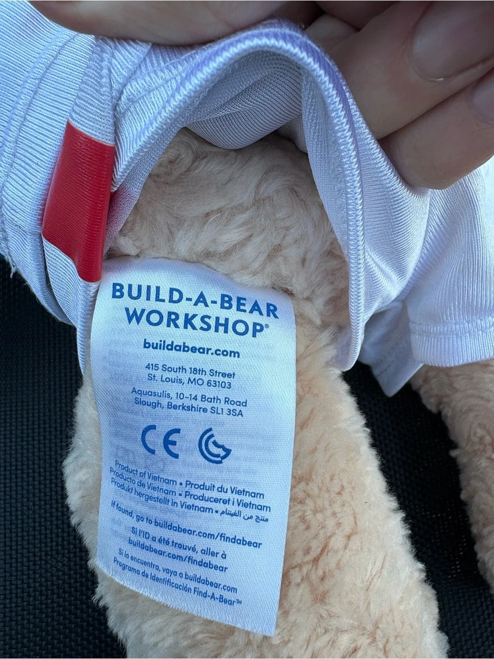 Build-A-Bear teddy bear in a red white blue patriotic shirt